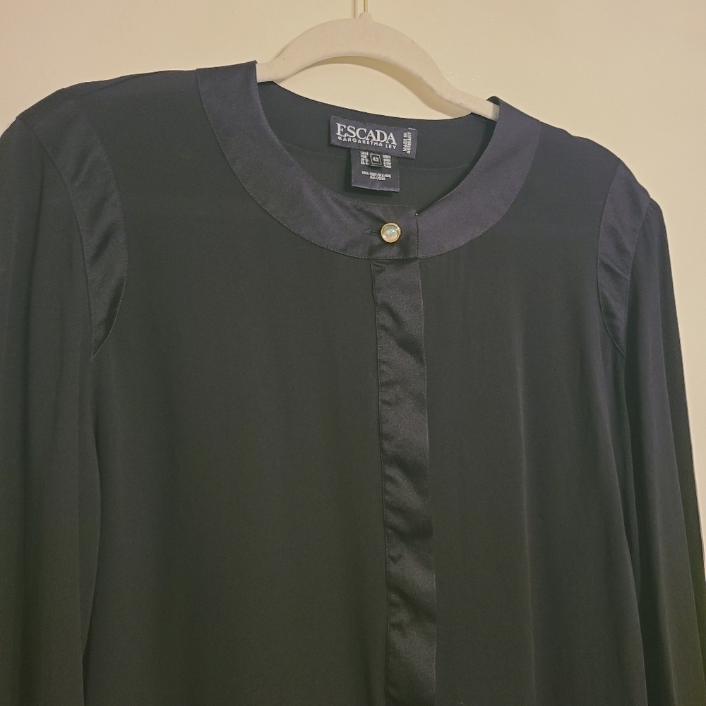 Escada | Women's Black Button Down Silk Shirt (Italian Size 42; US Medium) - Picture 3 of 16